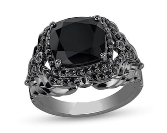 Enchanted Disney Fine Jewelry zwarte onyx frame verlovingsring in sterlingzilver antieke Disney Villains Maleficent Ring buitengewone ring