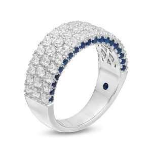 Vera Wang Love Collection 1.5 CT Diamond and Blue Sapphire Band Ring in 14K White Gold & Sterling Silver Sapphire Engagement Rings For Women
