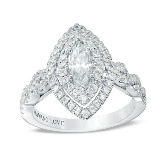 Bague De Fiançailles Vera Wang Love Princess - CZ En Argent 925, Taille Réglable