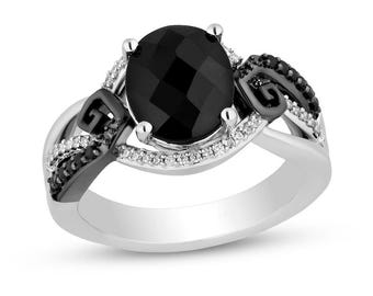 Verzauberte Disney Schätze Der Alptraum vor Weihnachten Verlobungsring Schwarz Onyx & Diamant Spooky Sparkle Ring Schurken Maleficent Ring