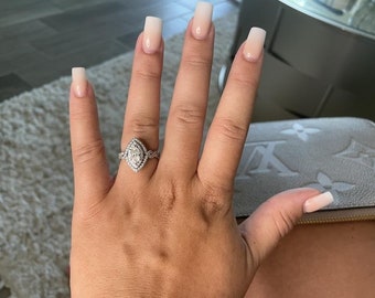 Vera Wang Love Collection 1.13 CT Marquise Diamond Double Frame Twist Engagement Ring in 935 Argentium Silver Art Deco Ring 14K Gold Finish Etsy