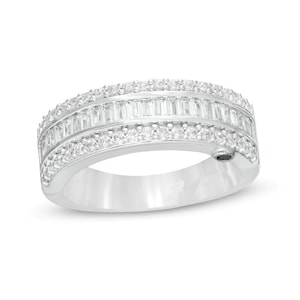 Marilyn Monroe Collection Diamond Multi-Row Anniversary Band in 14K White Gold & 925 Silver Celebrity Engagement Ring Sparkling Diamond Ring