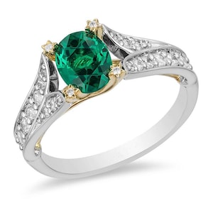 Enchanted Disney Tinker Bell Emerald cut Green Topaz and 1 3CTTW CZ Diamond Star Engagement Ring in Two tone Gold Plated 925 Sterling Silver Etsy