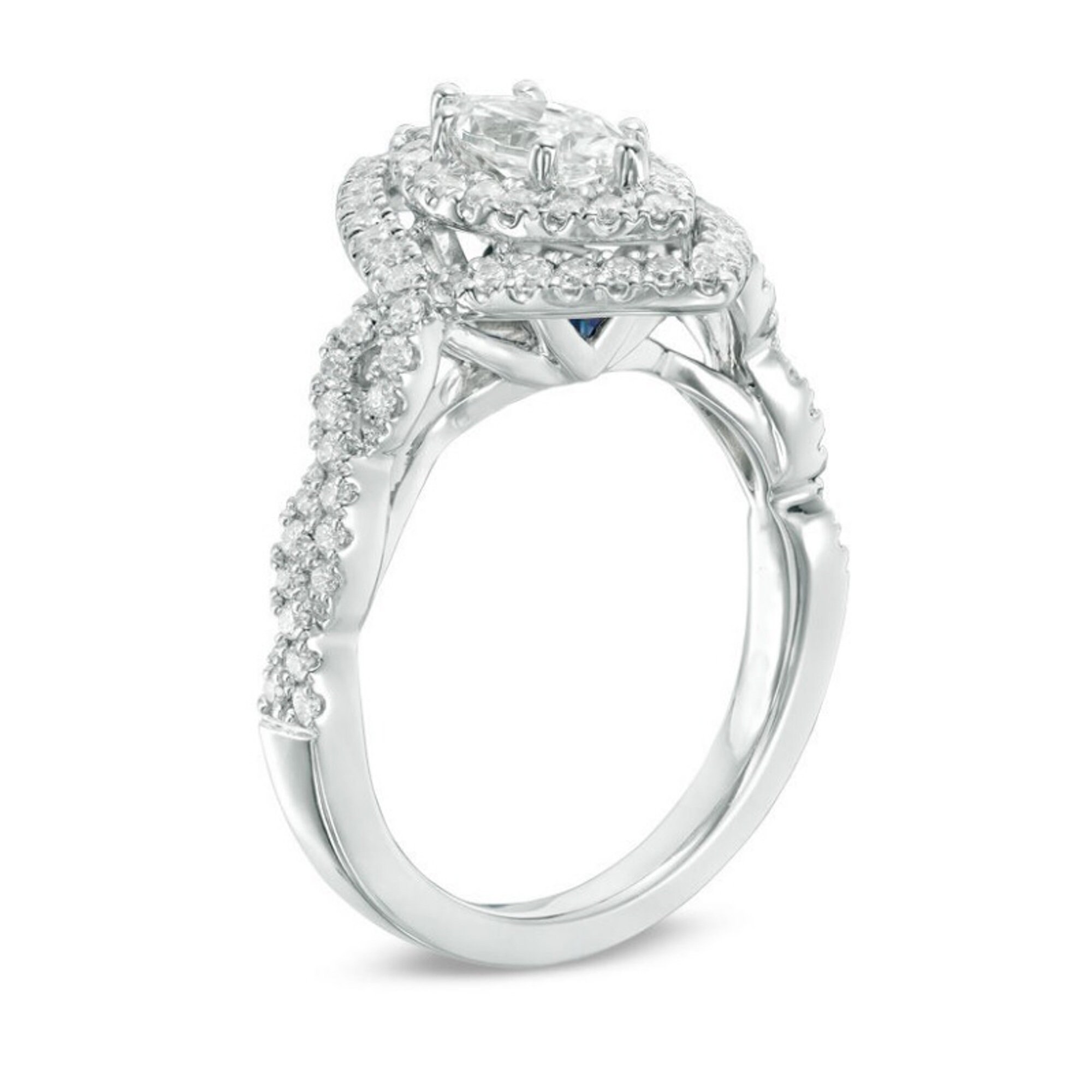 Vera Wang Love Collection 1.13 CT Marquise Diamond Double Frame Twist Engagement Ring in 935 Argentium Silver Art Deco Ring 14K Gold Finish Etsy