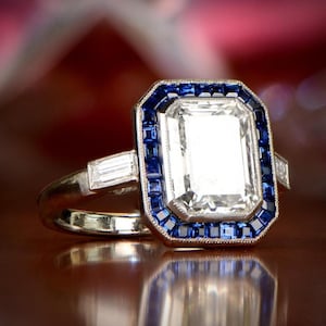 Stunning Art Deco Diamond Engagement Ring in Sterling Silver Vintage Style Sapphire Halo Diamond Rings For Women Wonderful Wedding Ring Love