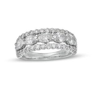 Vera Wang Love 2 CT Diamond Triple-Row Anniversary Band in 14K White Gold Stunning Wedding Band Antique Vintage-style Ring Attractive Ring
