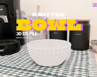 Knitted Bowl - 3D STL File for 3D Printing - Knitted Container/Bowl Wicker Basket Package Knitting Holder, Rope Set STL Digital Download