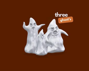 3D STL file: Three scary ghosts for your Halloween decoration – perfect for 3D printing, haunted house decoration and scary party atmosphere!
