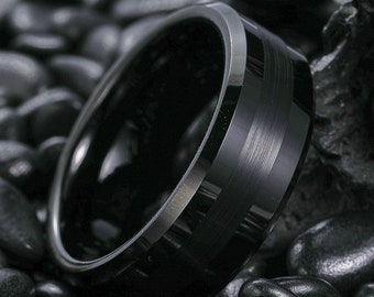 Black Tungsten Wedding Band, Black Tungsten Ring, Tungsten Carbide Ring, Men & Women Anniversary Band, Personalized Ring, Engagement Ring