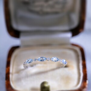 Minimalist Marquise Ring,Modern Diamond Ring,Aesthetic Wedding Ring For Women,14K/18K Gold Aquamarine Band,Unique Gift