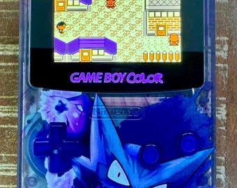 Handgjord Haunter Gameboy Color: Retro Pixel IPS LCD och skärmlåda
