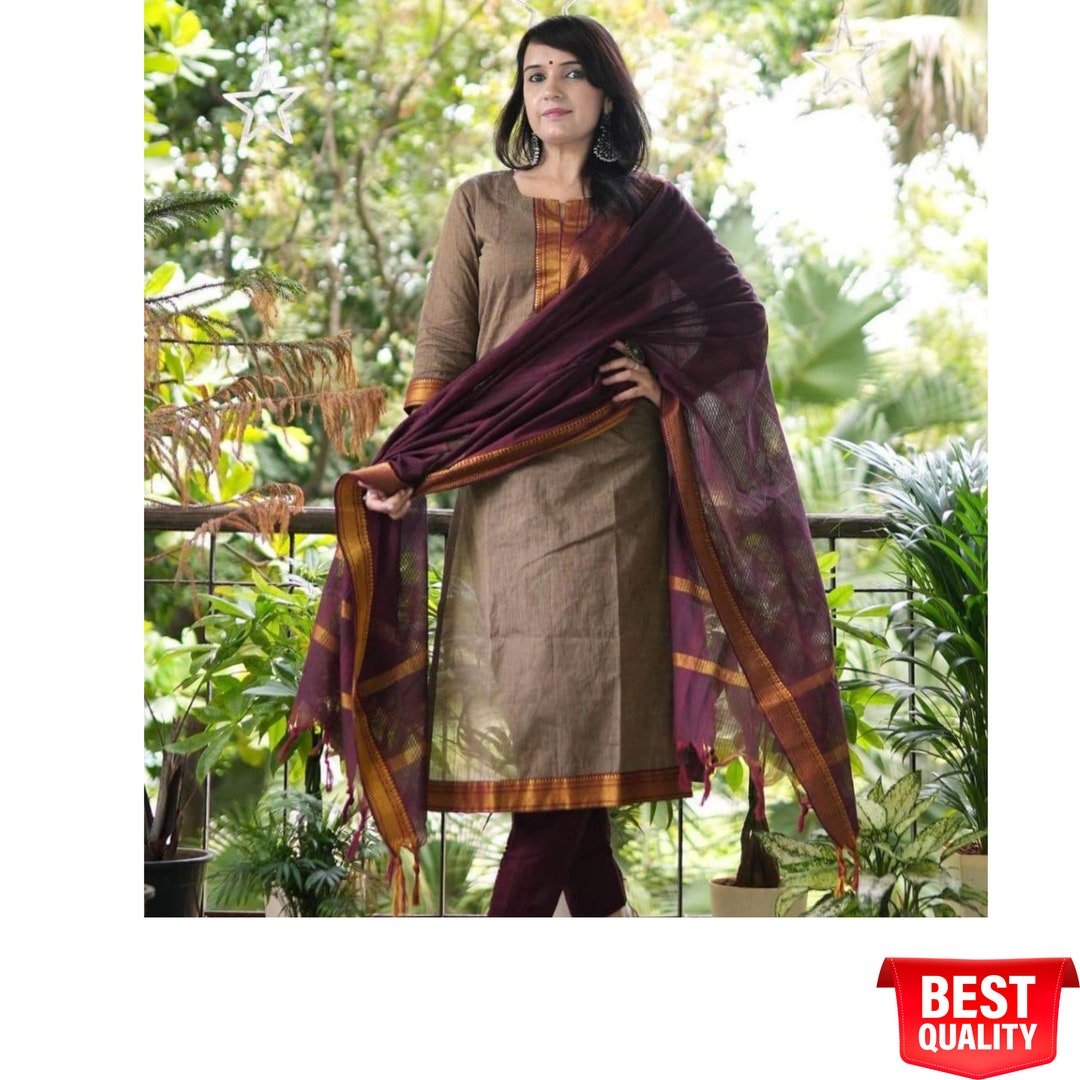 Cotton Handloom Kurti Pant and Dupatta for Women and Girls Etsy