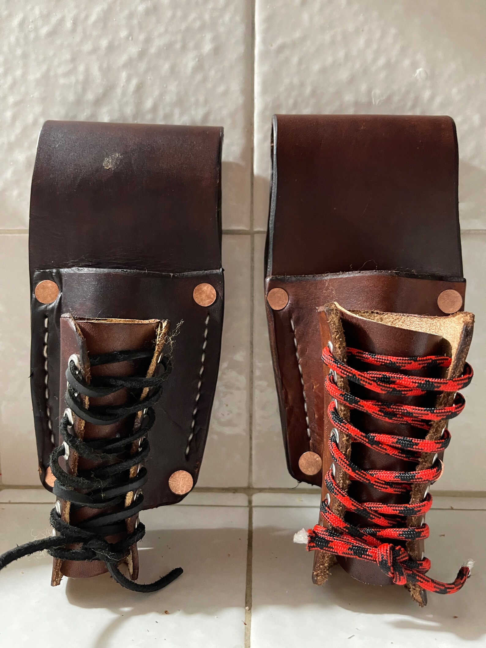 Leather Bullpin and Crescent Holder. Made by an Ironworker for