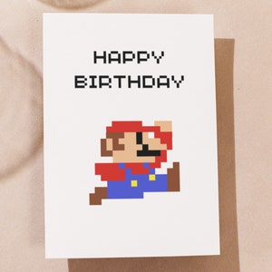 Postkarte Geburtstag Super Mario | Din A6 | Geburtstagskarte | Karte für Partner | Postkarte für Freunde | Kollegen | 8 Bit Retro Karte