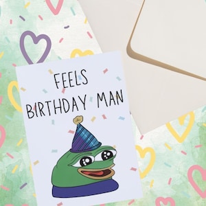 Carte pliante anniversaire Pepe la grenouille | Norme A6 | carte d'anniversaire | Carte pour partenaires | Carte postale pour les amis | collègues | mèmes
