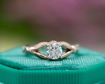 2CT Round Moissanite Ring,Round Engagement Ring,Unique Band Ring,Disparate Style Ring, Peculiar Ring,gift For Her.