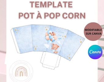 Pop Corn Template / editable on canva / edit canva / pop corn template / Digital file