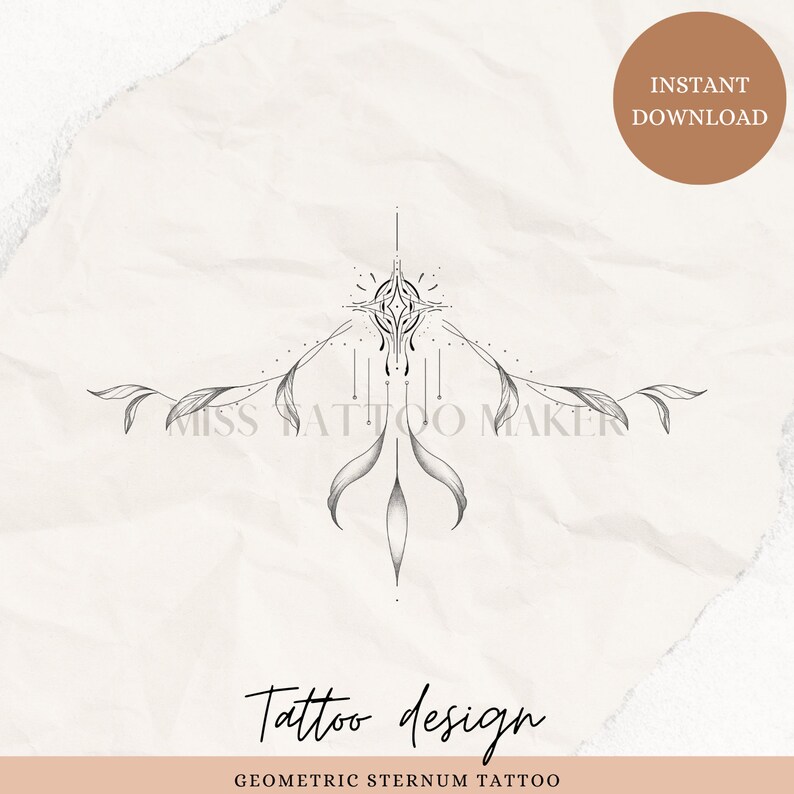 Sternum Tattoo Design, Custom Tattoo Design, Floral Tattoo Design ...
