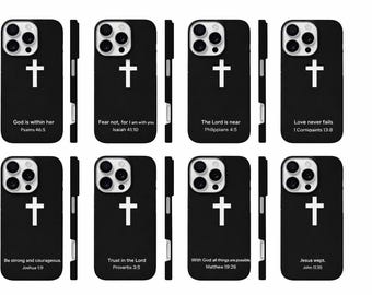 Christian Cross Phone Case - Minimal Faith Design with Bible Scripture
