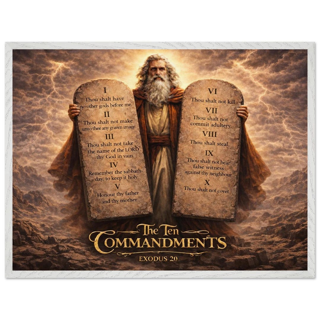 The Ten Commandments Canvas Wall Art Exodus 20 | Christian Biblical ...