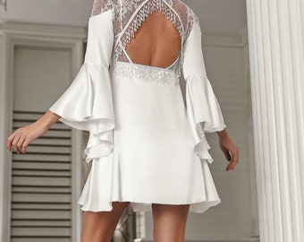 Ecru Satin Nachthemd, Braut Set