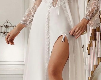 Lace Satin Braut Nachthemd Set, Flitterwochen Dessous