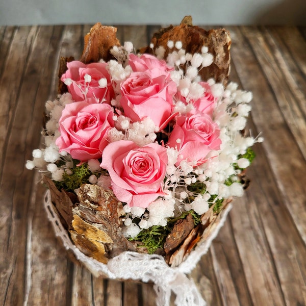 Konservierte Blumendeko für besondere Momente als Blumengesteck zur Hochzeit, Tischdenk für eine Taufe oder  Blumen Gesschenk zum Muttertag