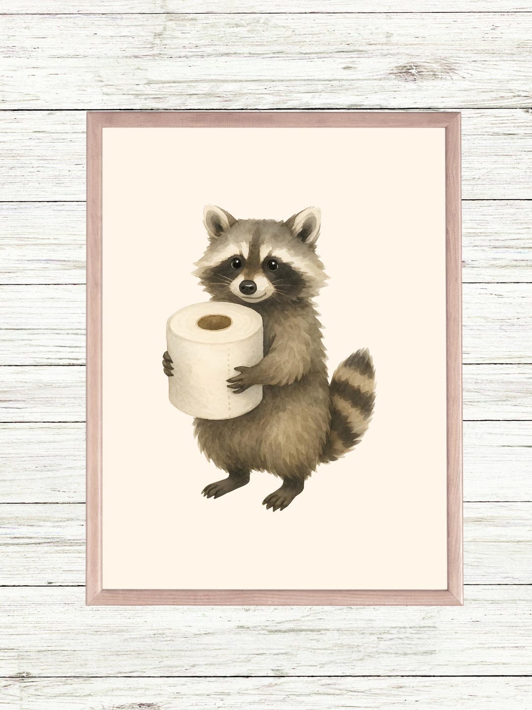 Funny Bathroom Raccoon With Toilet Paper Wall Art Digital Print Silly ...