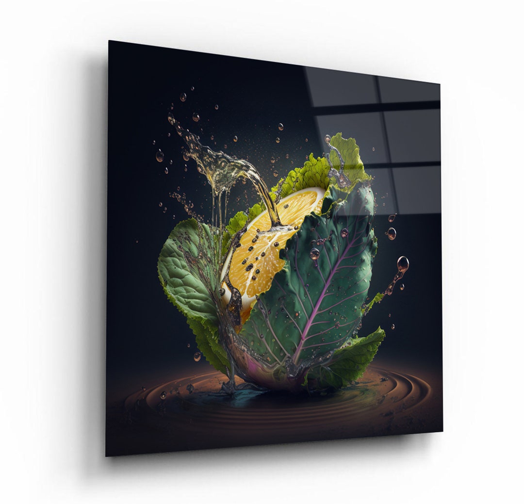 Tempered Glass Wall Art Lemon Splash Print Glass Wall Art Kitchen Wall