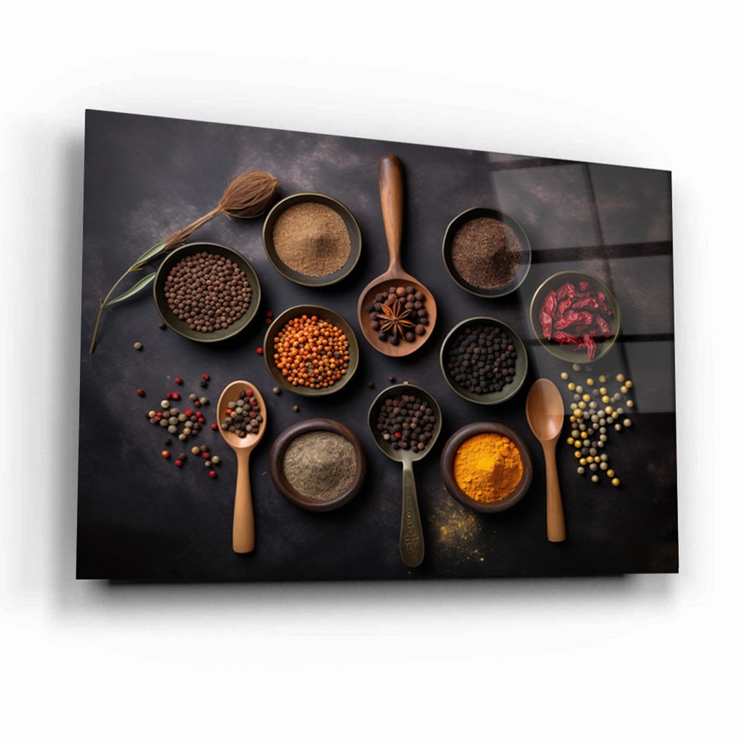 Tempered Glass Wall Art Spices Print Glass Wall Art Glass Stove