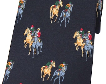 Soprano Final Furlong On Navy Ground Country Silk Tie