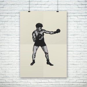 Old School Boxer Poster | Martial Arts Fighting Poster | Gifts For Him | Wall Art Home Decor | Gift Idea | Art Reproduction | Poster Vintage