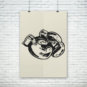 Old School Boxing Gloves Poster | Martial Arts Fighting Poster | Gifts For Him | Wall Art Home Decor | Gift Idea | Boxing Poster Vintage