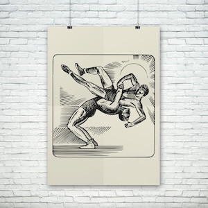 Wrestling Print | Martial Arts Fighting Poster | Gifts For Him | Wall Art Home Decor | Gift Idea | Art Reproduction | MMA