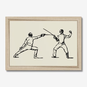 Deux escrimeurs en duel impriment | Affiche de combat d’arts martiaux | Cadeaux pour lui | Wall Art Home Decor | Idée cadeau | Affiche Esthétique | Escrime