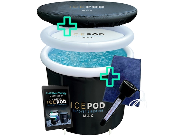 Icepod MAX Ice Bath XL Premium Portable Cold Pod Polar Cold Water Therapy  Training for Athletes Includes Thermal Lid, Towel & Thermometer 