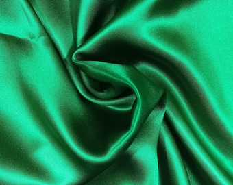 Tejido de satén de seda 100% pura, verde esmeralda