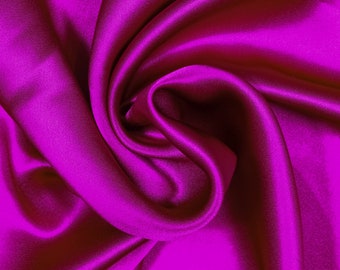 100% Pure Silk Satin Fabric, Fuschia Pink