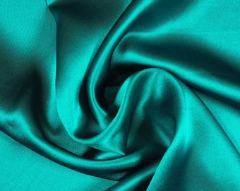 100% Pure Silk Satin Fabric, Teal