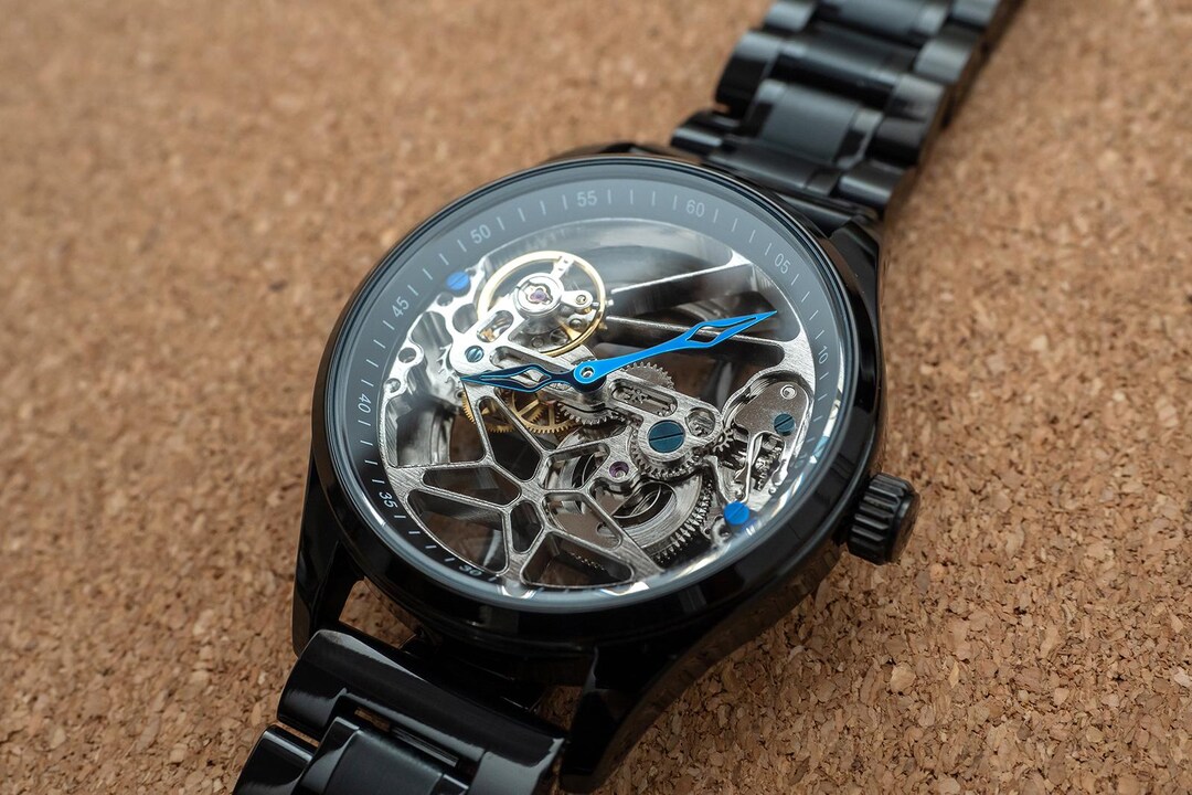 Wavlynn Mens Automatic Skeleton Dial Stainless Steel Case Silicone Rubber Strap Watch main image 1