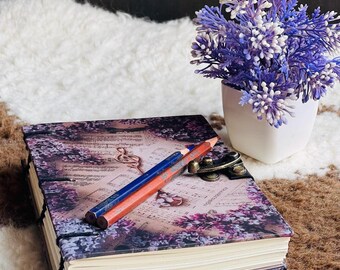 Handmade Music Logo Journal, Personalized Leather Journal, Sketchbook, Travel Diary