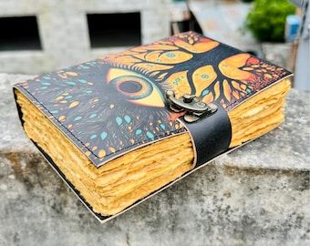 Mystic Eye Handmade Leather Journal – Vintage Deckle Edge Paper Diary