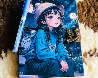 Anime Girl Journal: Ghibli Art Hardcover Notebook, Personalized