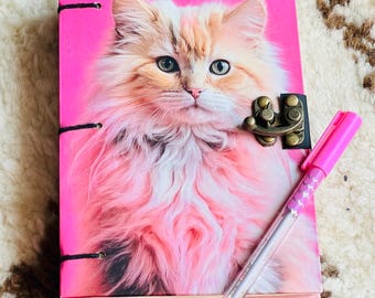 Cute Cat Portrait Journal | Hardcover Lined Diary, Personalized Gift