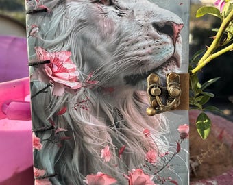 Personalized Lion Journal: Handcrafted PaperBoard Sketchbook (7x5, 8x6)
