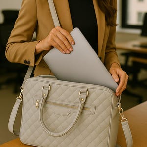 Porte-documents vintage personnalisé en cuir pleine fleur beige, sac d'affaires professionnel, sac pour ordinateur portable en cuir pour elle, sac à bandoulière en cuir pour femme