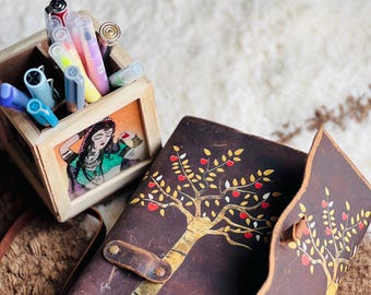 Handmade Leather Journal: Vintage Deckle Edge Paper Sketchbook