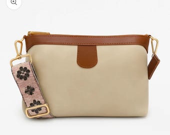 Vegan Leather Crossbody Bag, Boho Strap, Minimalist Shoulder Purse, Small Travel Sling