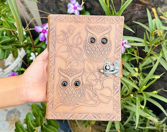 Diario de cuero personalizado con candado: diario de viaje hecho a mano, libro de recuerdos