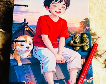 Anime Boy Journal: Ghibli Art Hardcover Lined Notebook